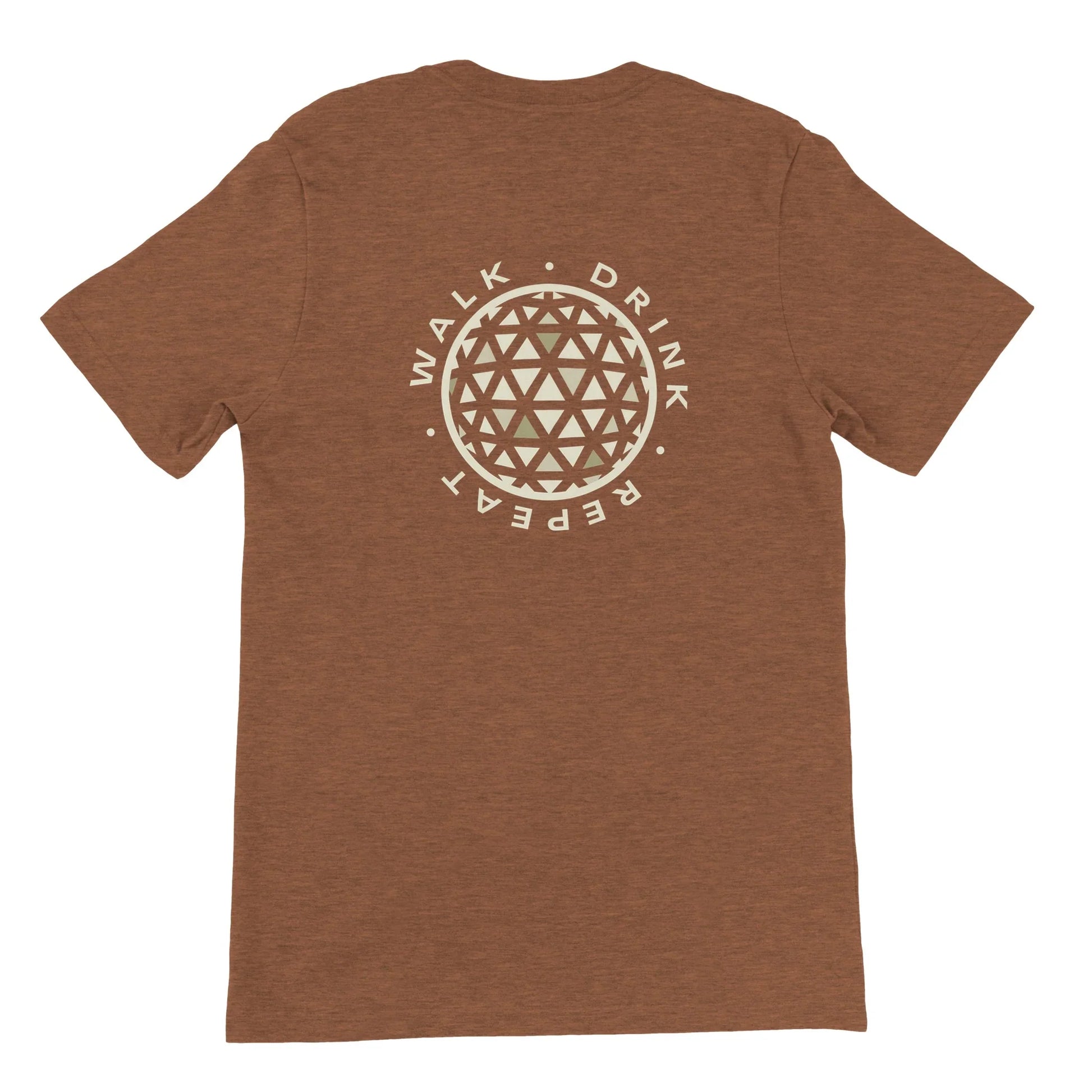 Copper Theme Park Shirt with “Walk, Drink, Repeat” in a minimalistic design
