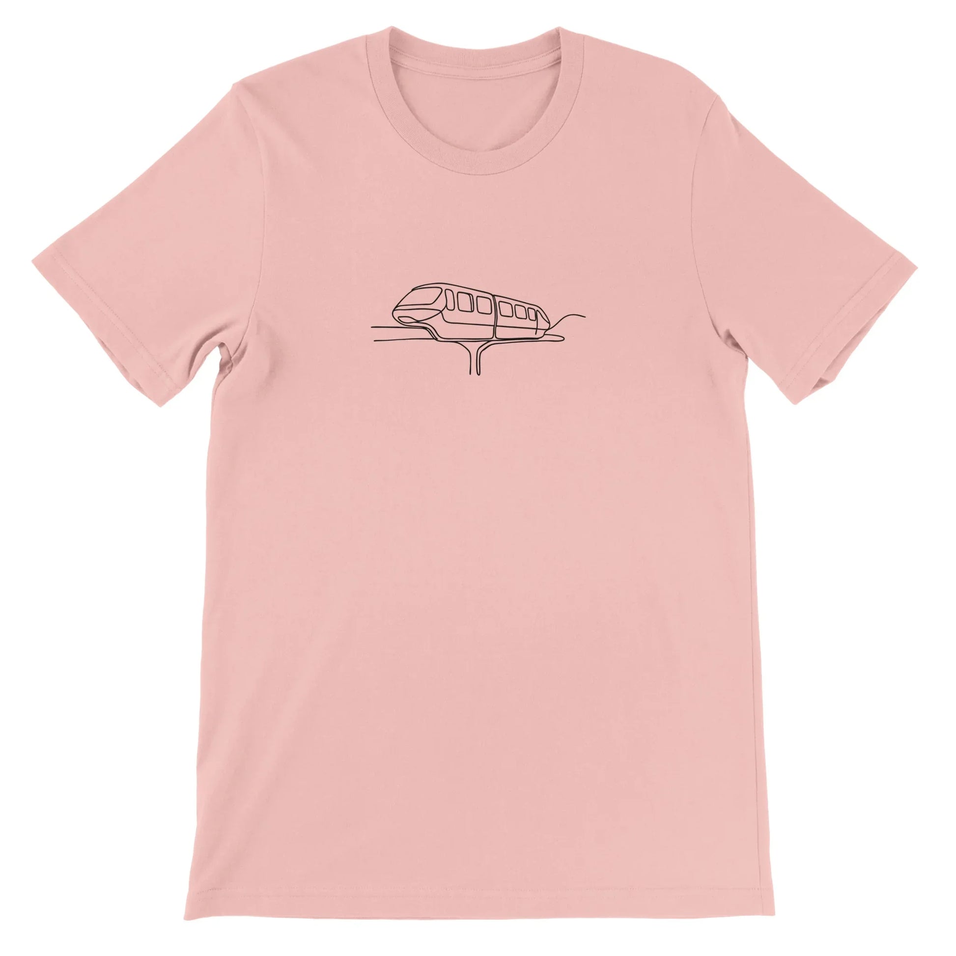 Pink Theme Park Shirt that features an iconic transportation system in a minimalistic design