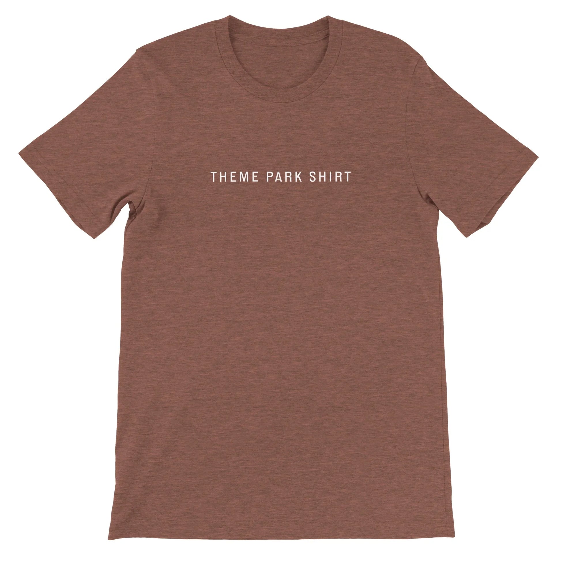 Copper Theme Park Shirt with text says “Theme Park Shirt” in a minimalistic design