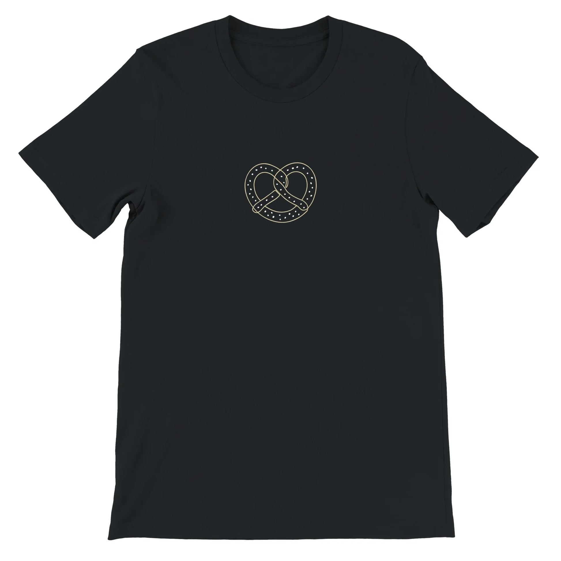Black Theme Park Shirt with a Pretzel In a minimalistic design
