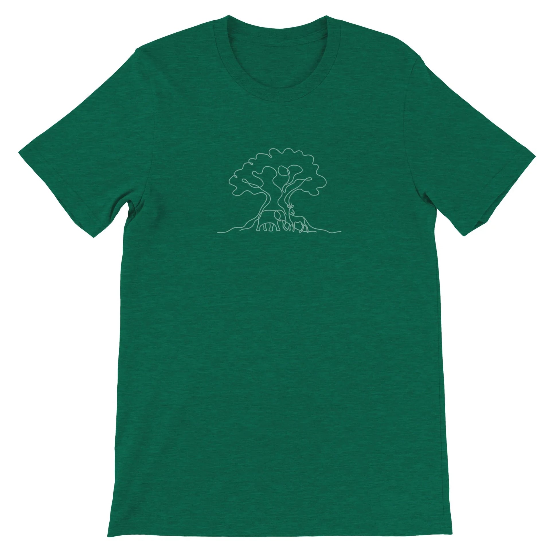 Green Theme Park Shirt with a Tree with Animal and Wilderness in a minimalisitic design