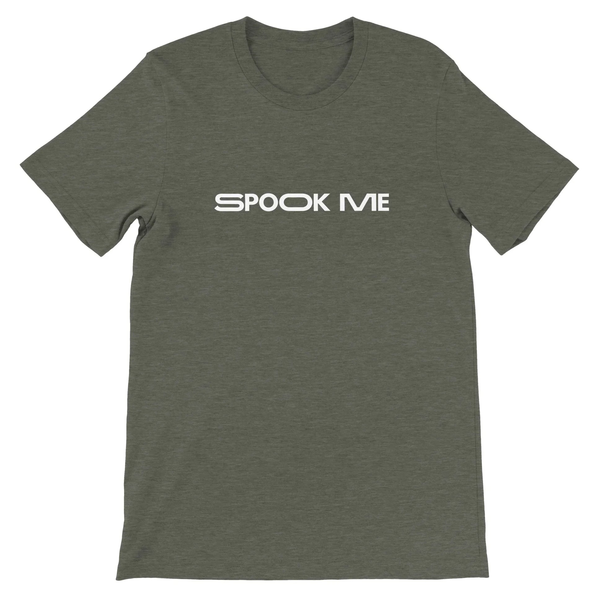 Green Spooky Season Theme Park Short with “Spook Me” in a minimalistic design