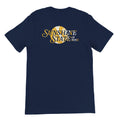 Navy blue t-shirt with 'Sunshine State of Mind' and yellow sun graphic on back.