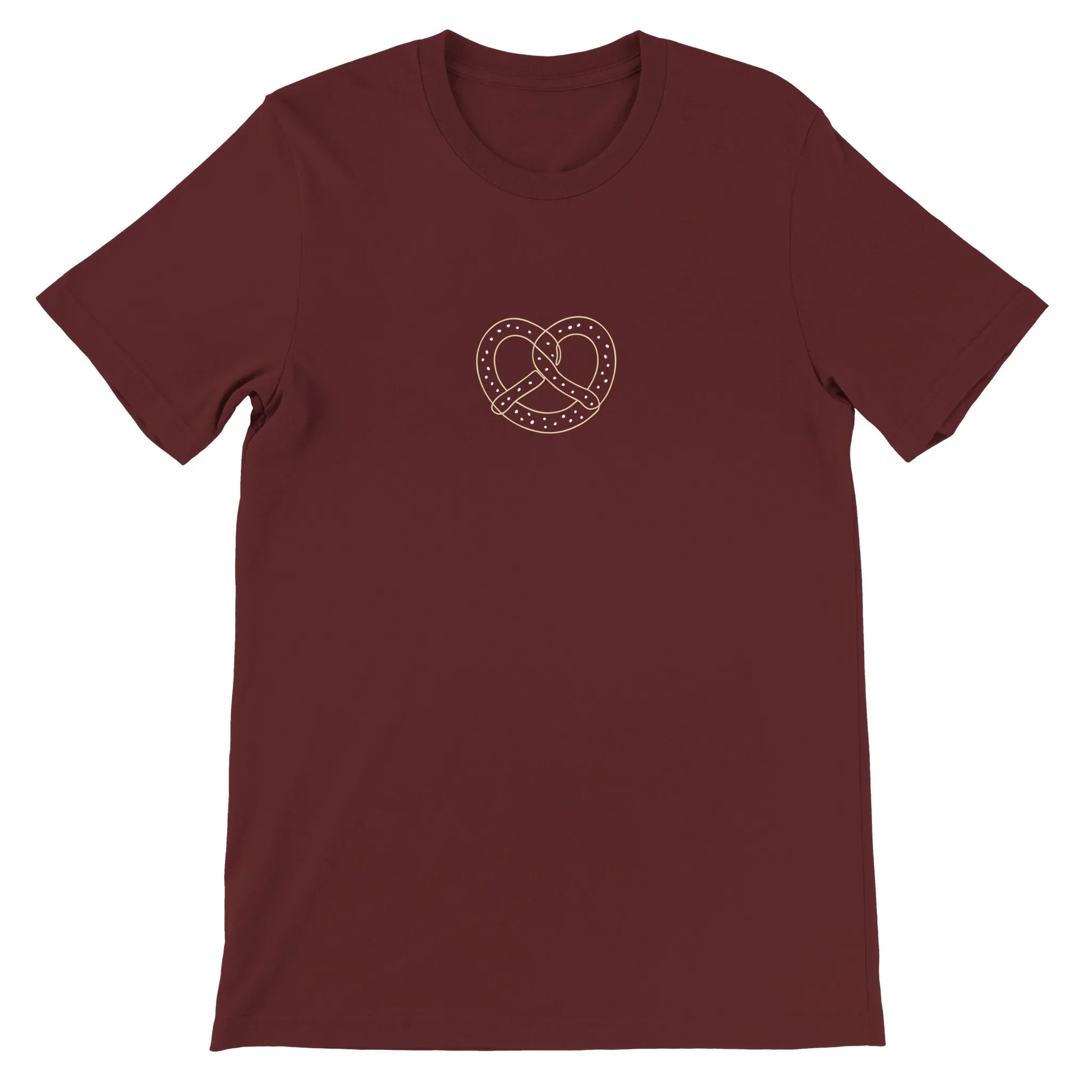 Red Theme Park Shirt with a Pretzel In a minimalistic design