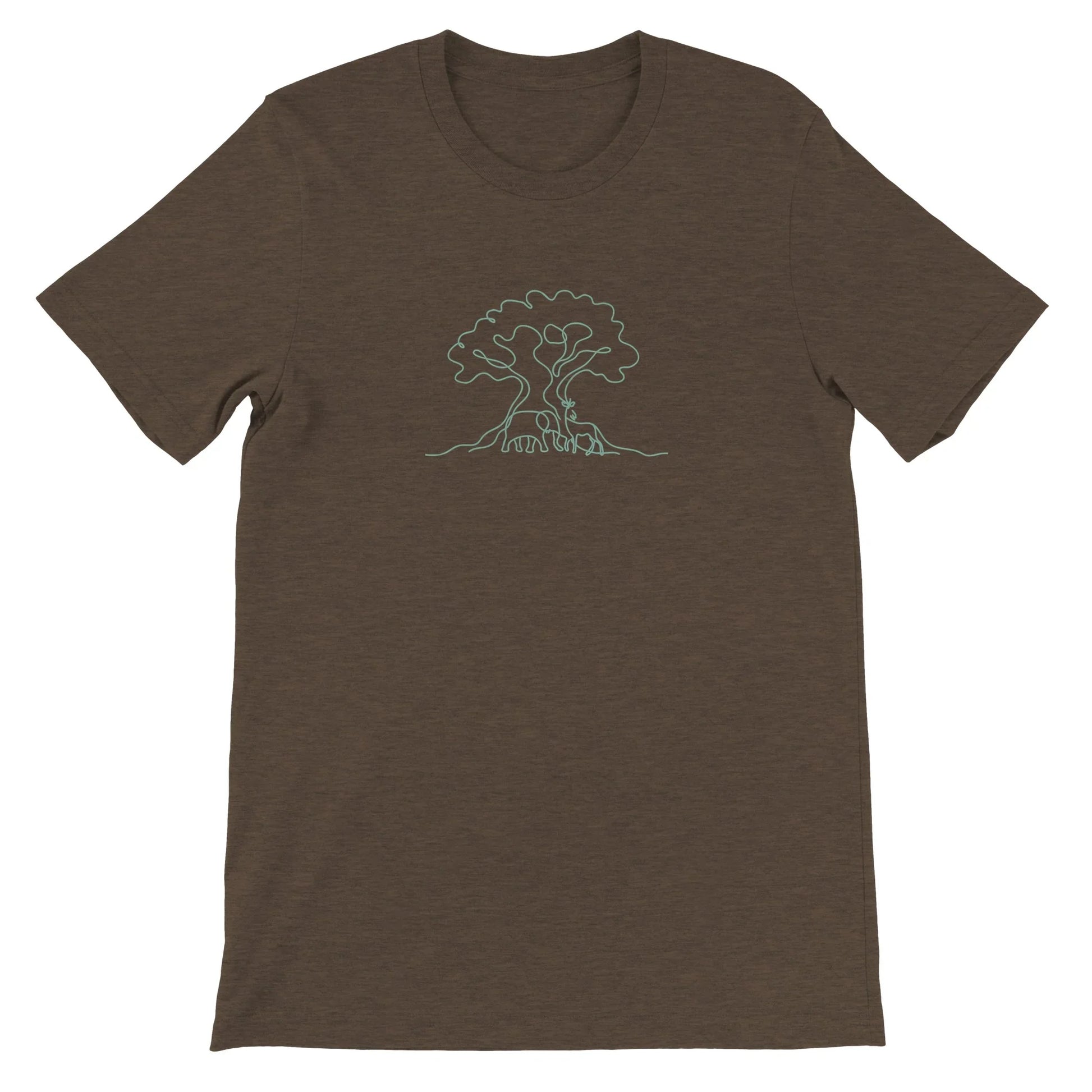 Brown Theme Park Shirt with a Tree with Animal and Wilderness in a minimalisitic design