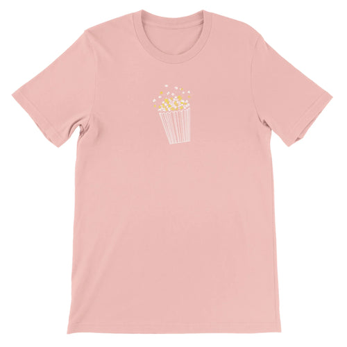 Pink Theme Park Shirt with a popcorn in a minimalistic design