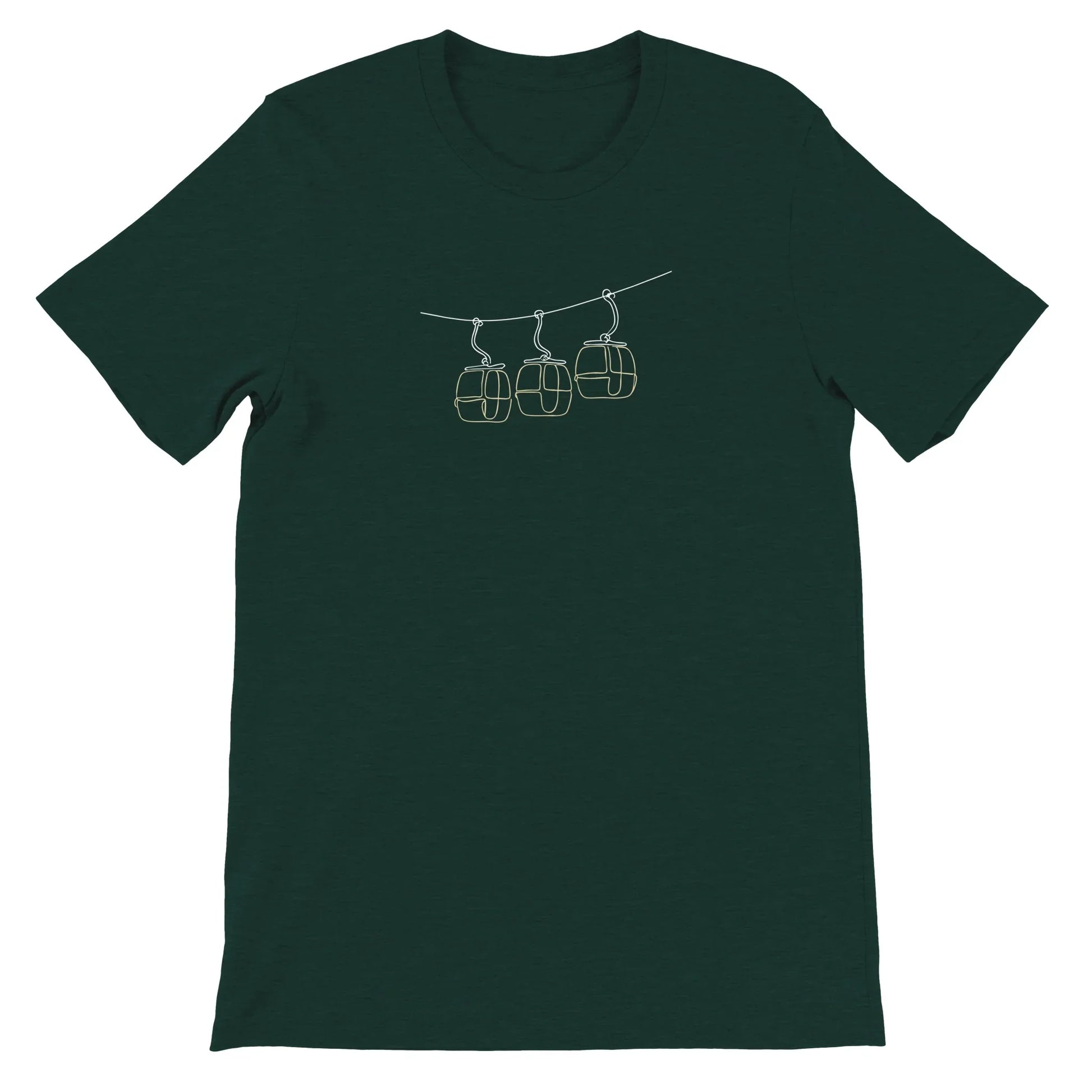 Green Theme Park Shirt featuring 3 gondolas in a minimalistic design