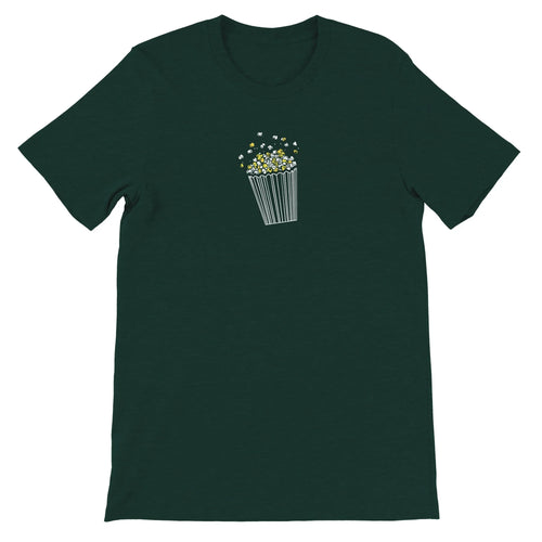 Green Theme Park Shirt with a popcorn in a minimalistic design