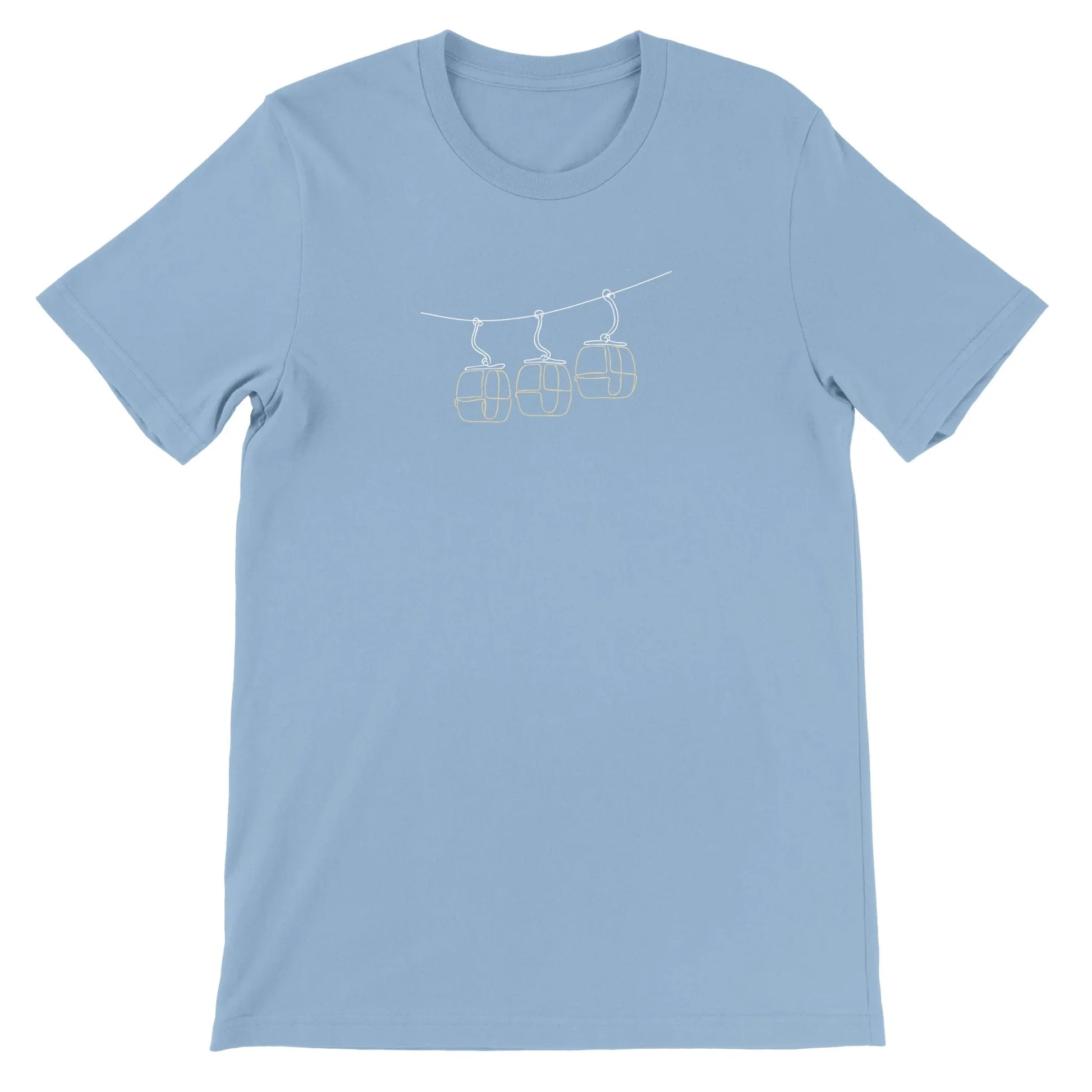 Blue Theme Park Shirt featuring 3 gondolas in a minimalistic design