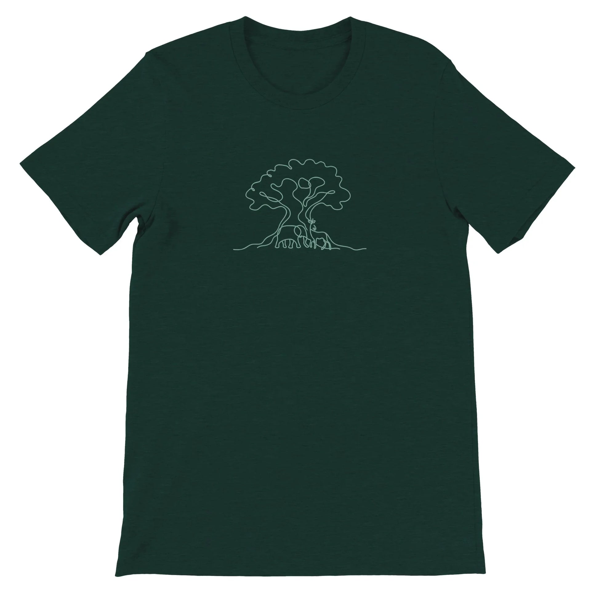 Green Theme Park Shirt with a Tree with Animal and Wilderness in a minimalisitic design